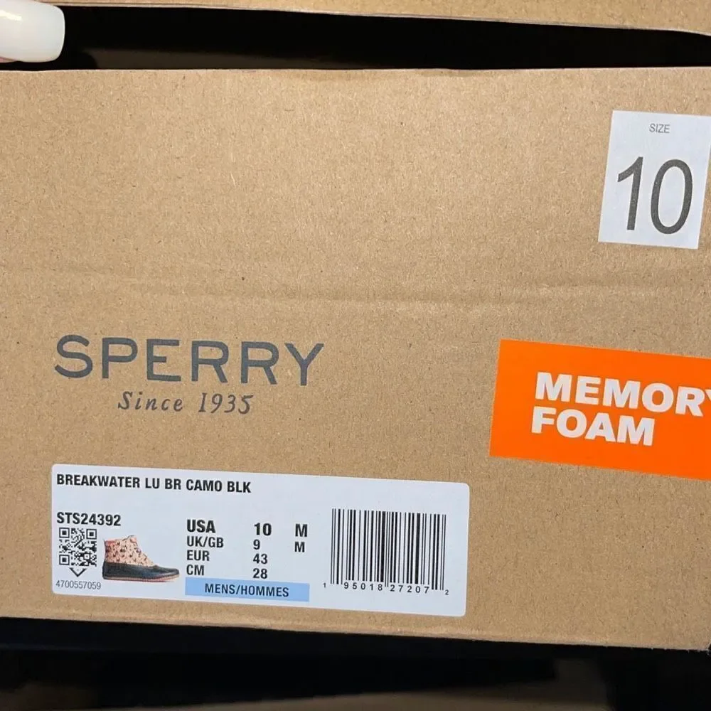 SPERRY BREAKWATER LU BR CAMO Waterproof Duck Boots‎ STS24392 Black MEN 10 NEW